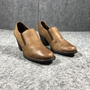 Born Comfort Pumps Womens 7.5 M Brown Leather Block Heel Slip On